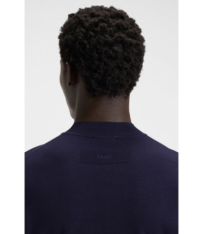 Hugo High Neck Sweater In A Slim Fit Dark Blue