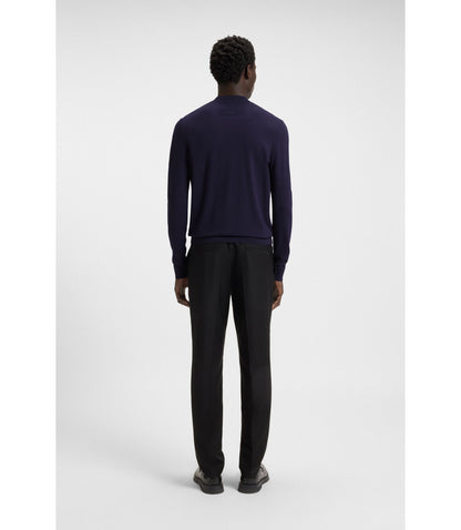 Hugo High Neck Sweater In A Slim Fit Dark Blue