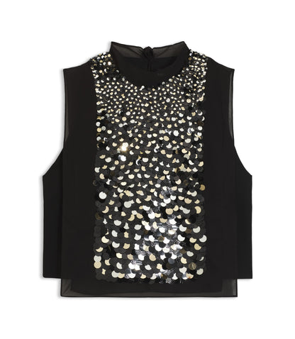 Boss Regular Fit Blouse With Sequin Embellishments Black Women's