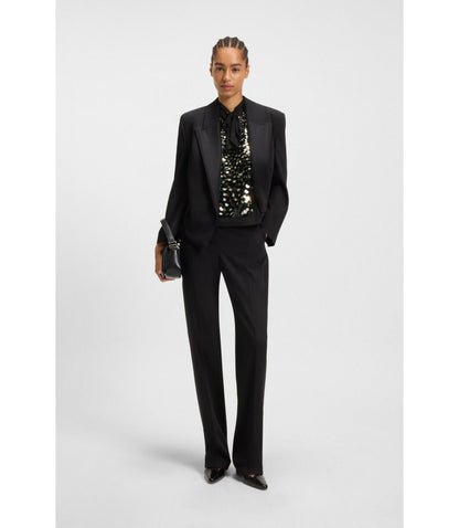 Boss Regular Fit Blouse With Sequin Embellishments Black Women's