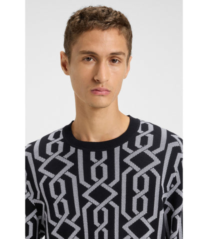 Hugo Jacquard Pattern Sweater In A Regular Fit Black