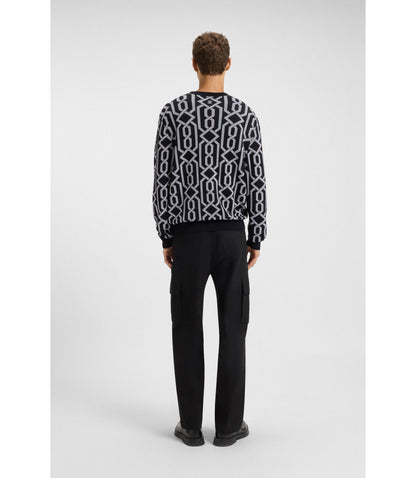 Hugo Jacquard Pattern Sweater In A Regular Fit Black