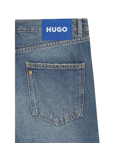 Hugo Blue Regular Fit Jeans In Whiskered Denim Blue