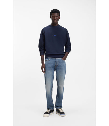Hugo Blue Regular Fit Jeans In Whiskered Denim Blue