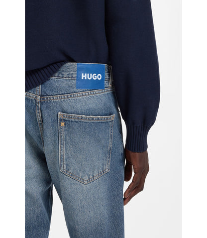 Hugo Blue Regular Fit Jeans In Whiskered Denim Blue