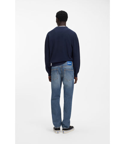 Hugo Blue Regular Fit Jeans In Whiskered Denim Blue