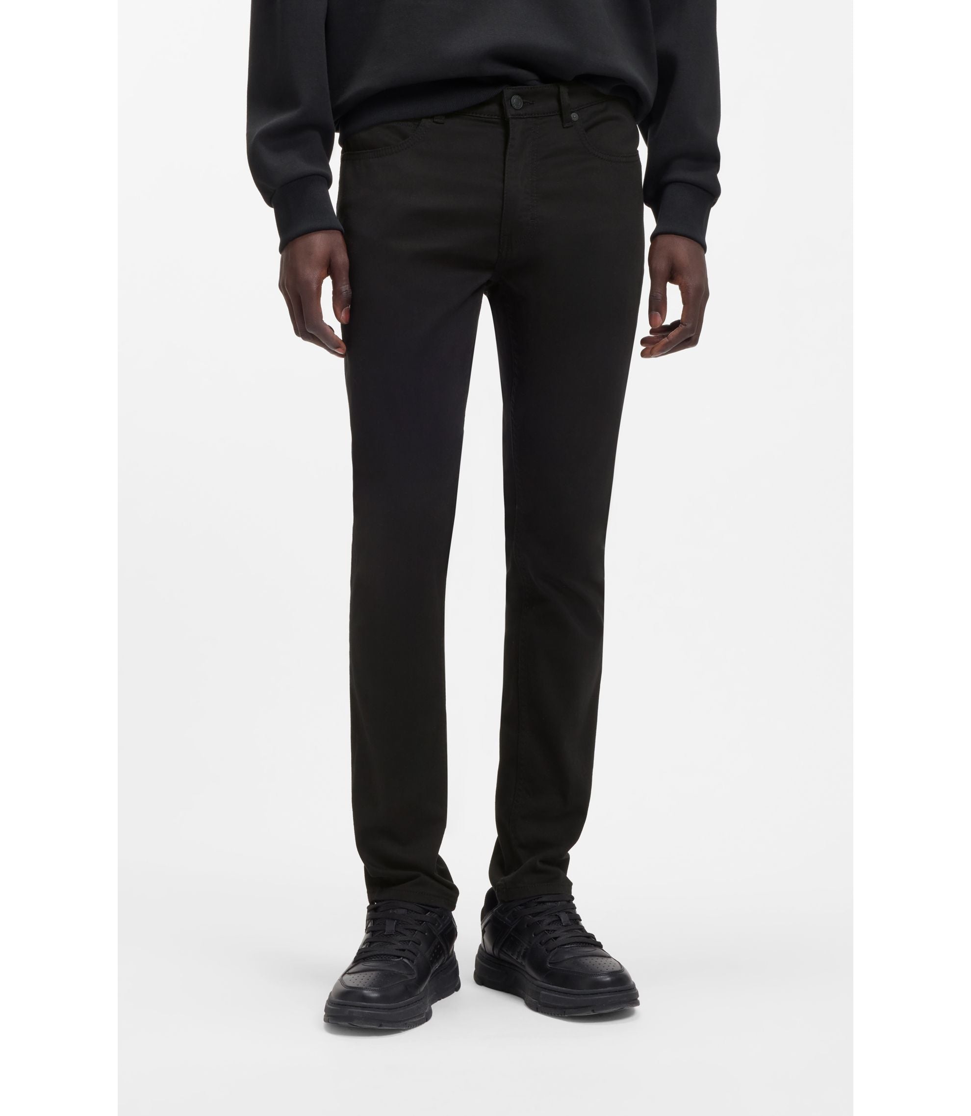 Hugo Black Extra Slim Fit Jeans In Satin Touch Denim Black