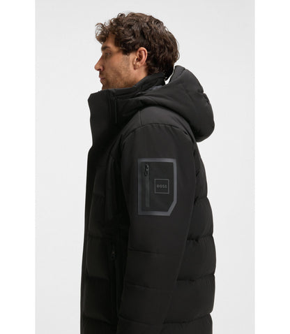 Boss Water Repellent Parka Jacket With Down Filling Black