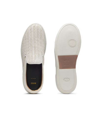 Boss Gary Trainers With Plain And Woven Suede White White