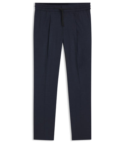 Hugo Melange Slim Fit Trousers In Stretch Flannel Dark Blue