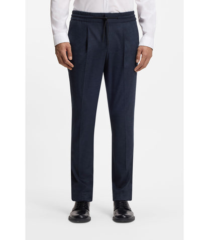 Hugo Melange Slim Fit Trousers In Stretch Flannel Dark Blue
