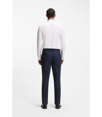 Hugo Melange Slim Fit Trousers In Stretch Flannel Dark Blue
