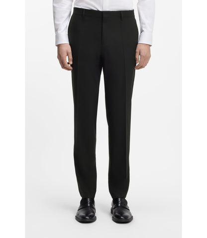 Hugo Slim Fit Trousers In Wool Blend Poplin Black