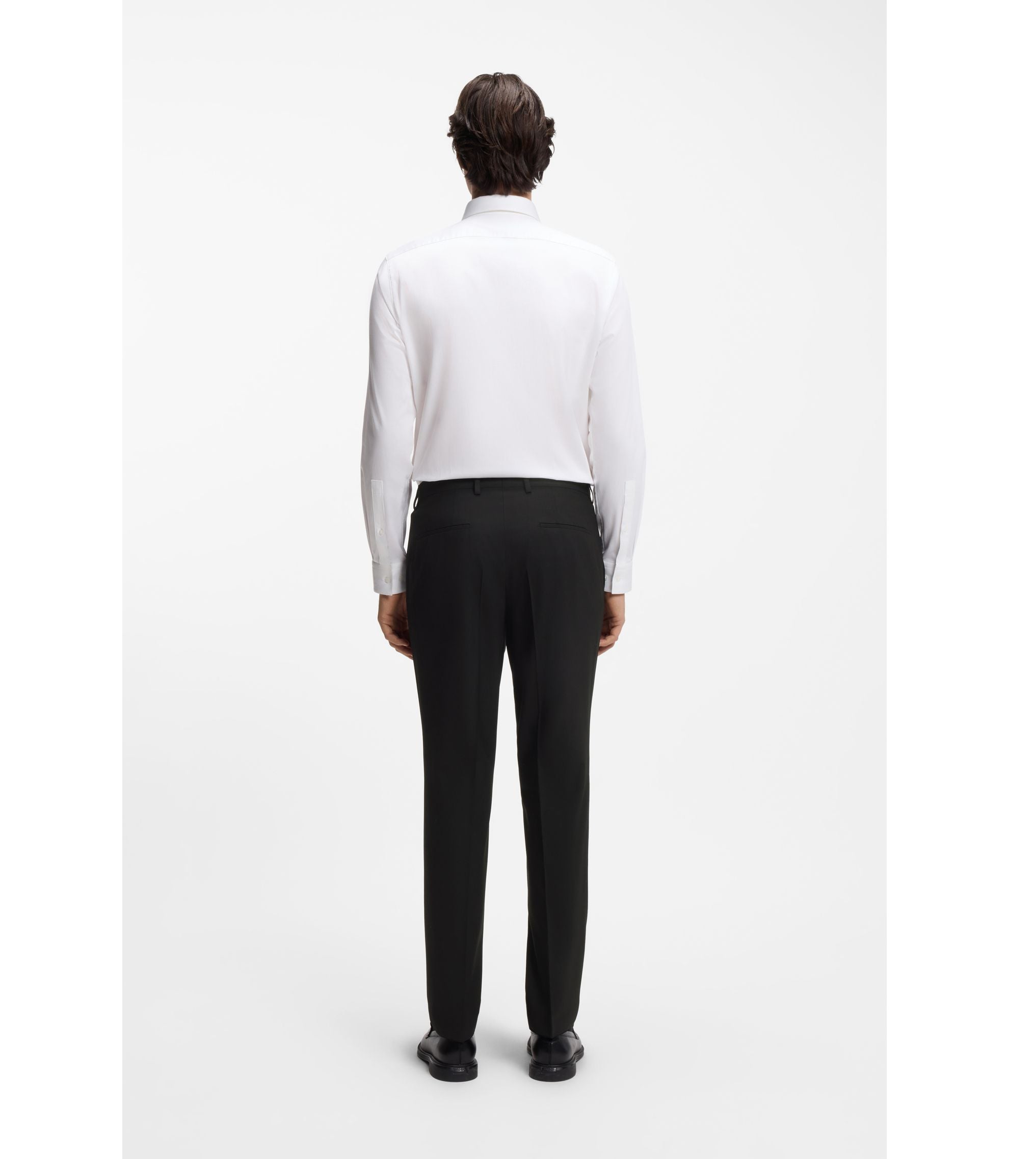Hugo Slim Fit Trousers In Wool Blend Poplin Black