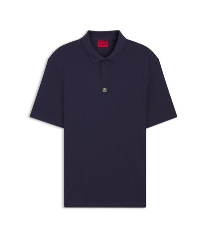 Hugo Jacquard Pattern Polo Shirt In A Relaxed Fit Dark Blue
