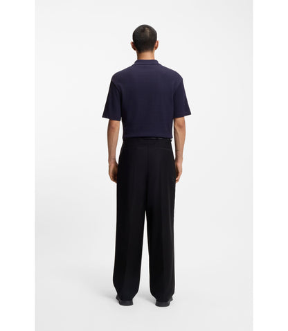Hugo Jacquard Pattern Polo Shirt In A Relaxed Fit Dark Blue