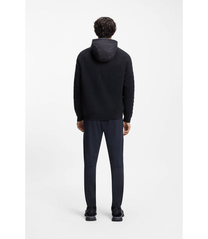 Boss Zip Up Hoodie With Tonal Textured Jacquard Dark Blue