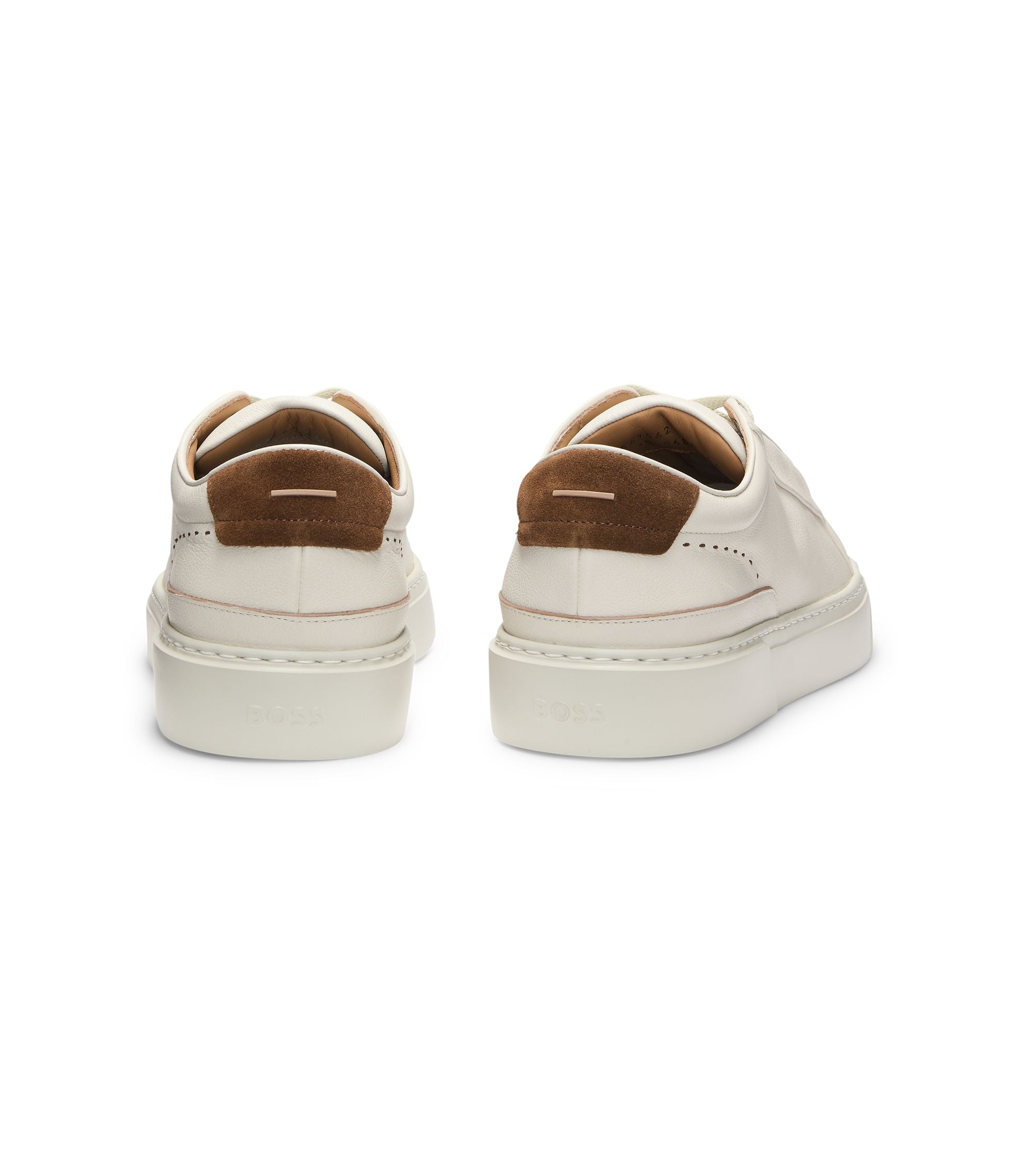 Boss Suede Backtab Trainers In Leather White White