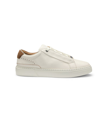 Boss Suede Backtab Trainers In Leather White White