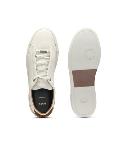 Boss Suede Backtab Trainers In Leather White White