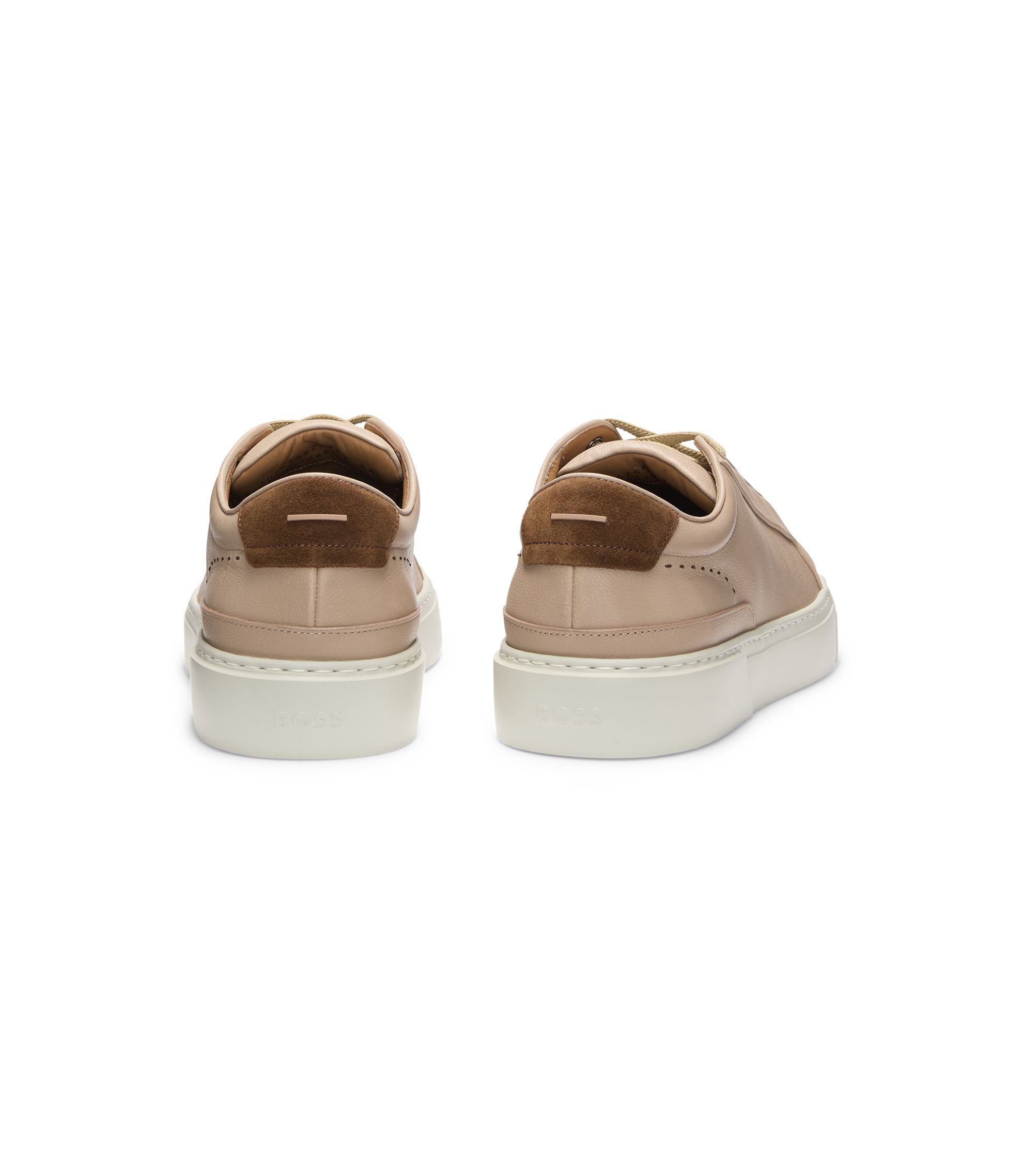 Boss Suede Backtab Trainers In Leather Beige Beige