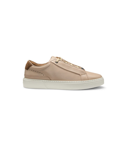 Boss Suede Backtab Trainers In Leather Beige Beige
