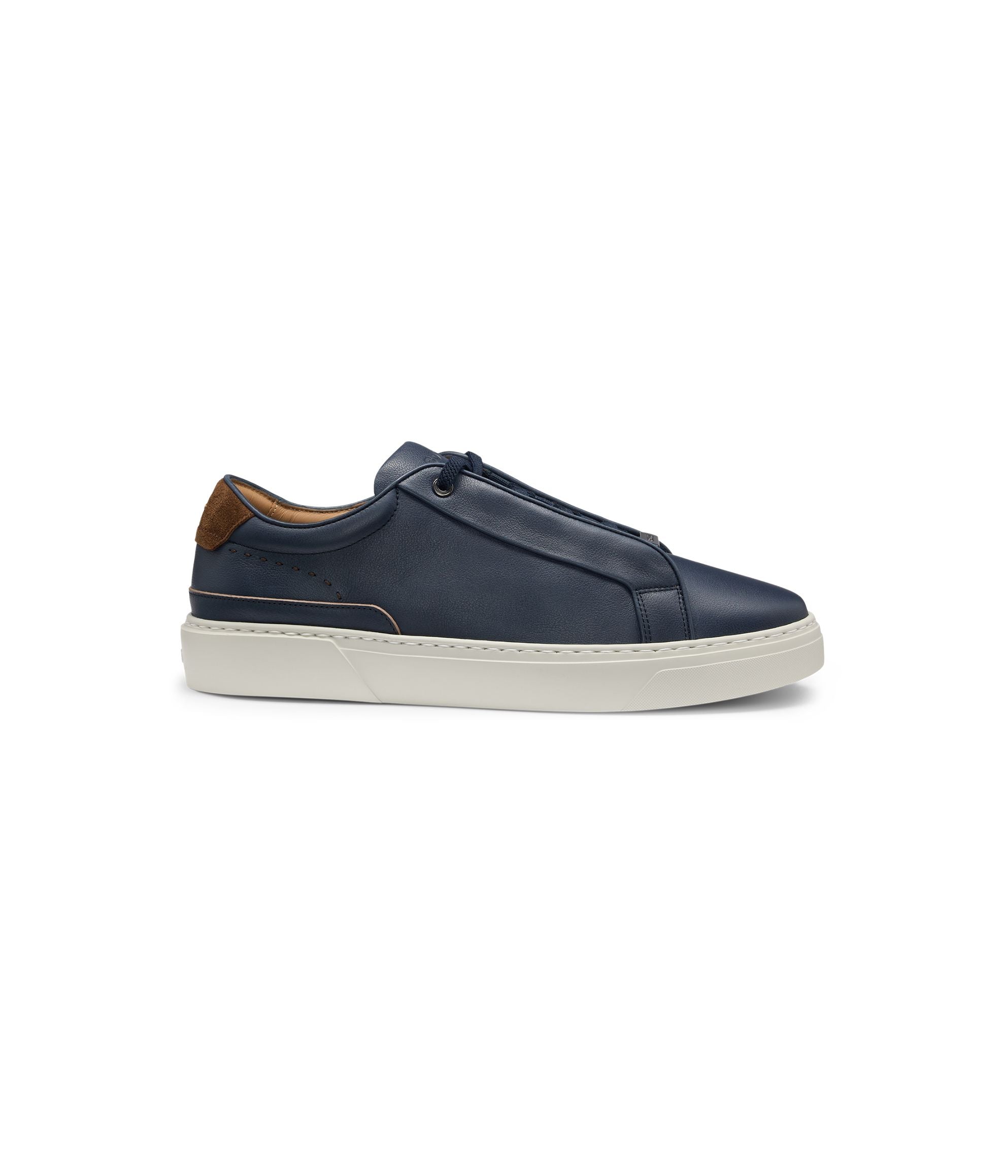 Boss Suede Backtab Trainers In Leather Dark Blue Dark Blue