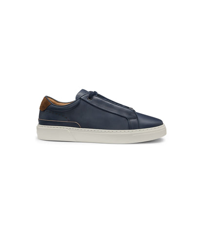 Boss Suede Backtab Trainers In Leather Dark Blue Dark Blue