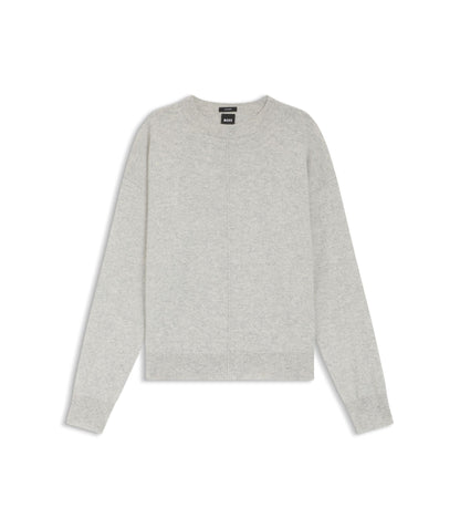 Boss Knitted Sweater In 100 Cashmere Light Grey Women's