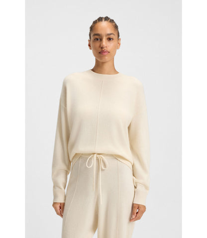 Boss Knitted Sweater In 100 Cashmere White Women's