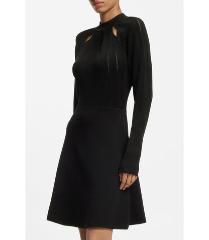 Boss Skater Style Dress With Lace Stitch Detailing Black Women's