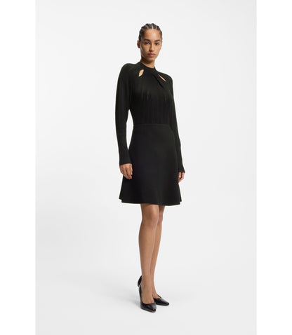 Boss Skater Style Dress With Lace Stitch Detailing Black Women's