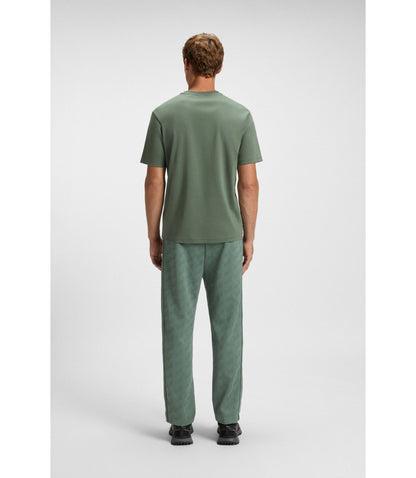 Boss Structured Logo T Shirt In Cotton Jersey Light Green
