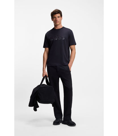 Boss Structured Logo T Shirt In Cotton Jersey Purple