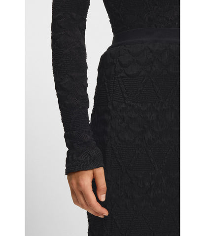 Boss Pencil Skirt With Geometric Pliss Black Women's