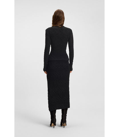 Boss Pencil Skirt With Geometric Pliss Black Women's