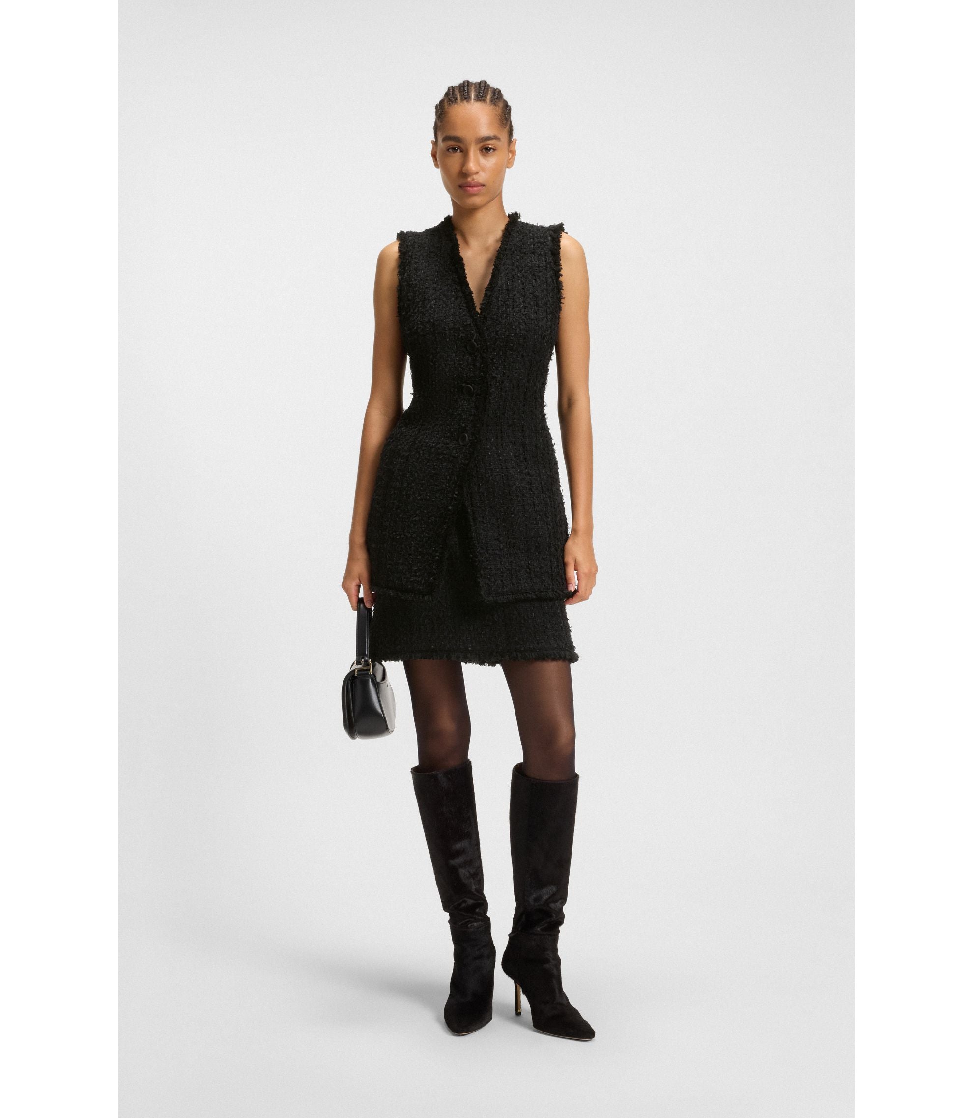 Boss Mini Skirt In Velvet Tweed Patterned Women's