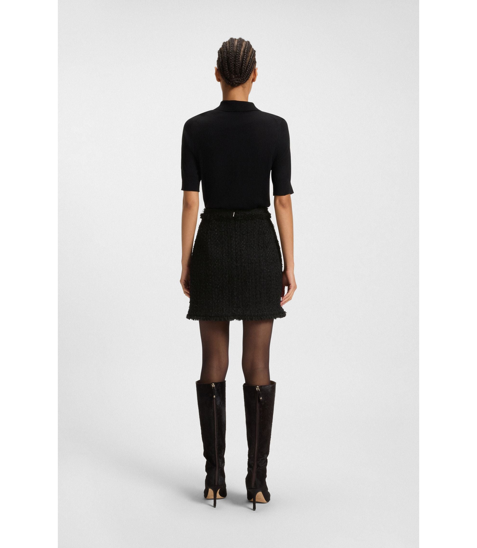 Boss Mini Skirt In Velvet Tweed Patterned Women's