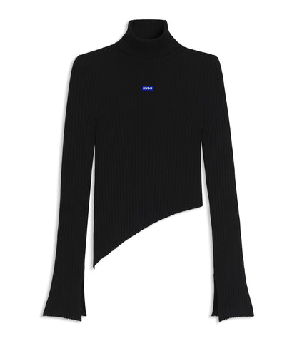 Hugo Logo Badge Sweater With Asymmetric Him Black Women's
