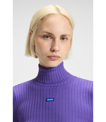Hugo Logo Badge Sweater With Asymmetric Him Purple Women's
