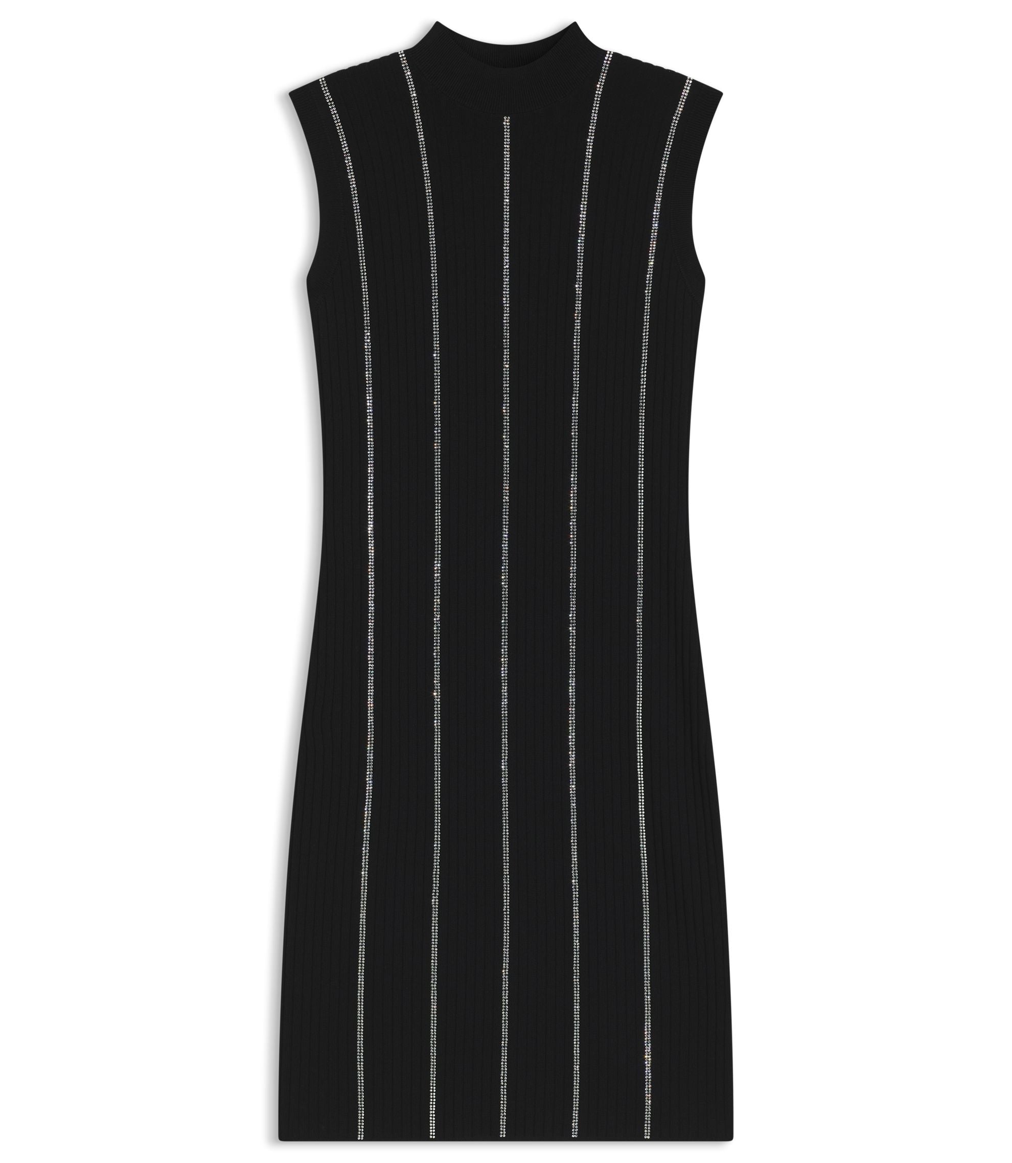 Hugo Bodycon Dress With Rhinestone Stripes Black Women's