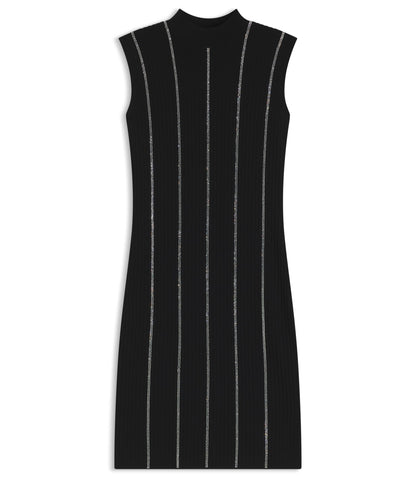 Hugo Bodycon Dress With Rhinestone Stripes Black Women's