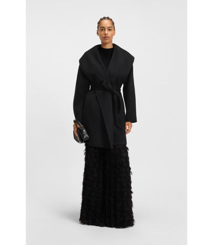 Boss Belted Coat In A Wool Blend Black Women's