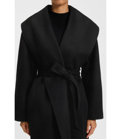 Boss Belted Coat In A Wool Blend Black Women's