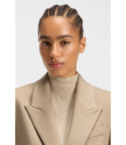 Boss Wool Coat In A Regular Fit Light Beige Women's