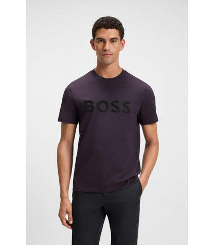 Boss 3D Logo T Shirt In Cotton Jersey Purple