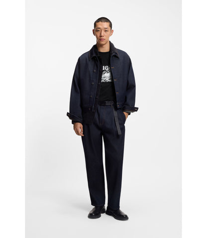 Hugo Logo Artwork T Shirt In Cotton Jersey Black