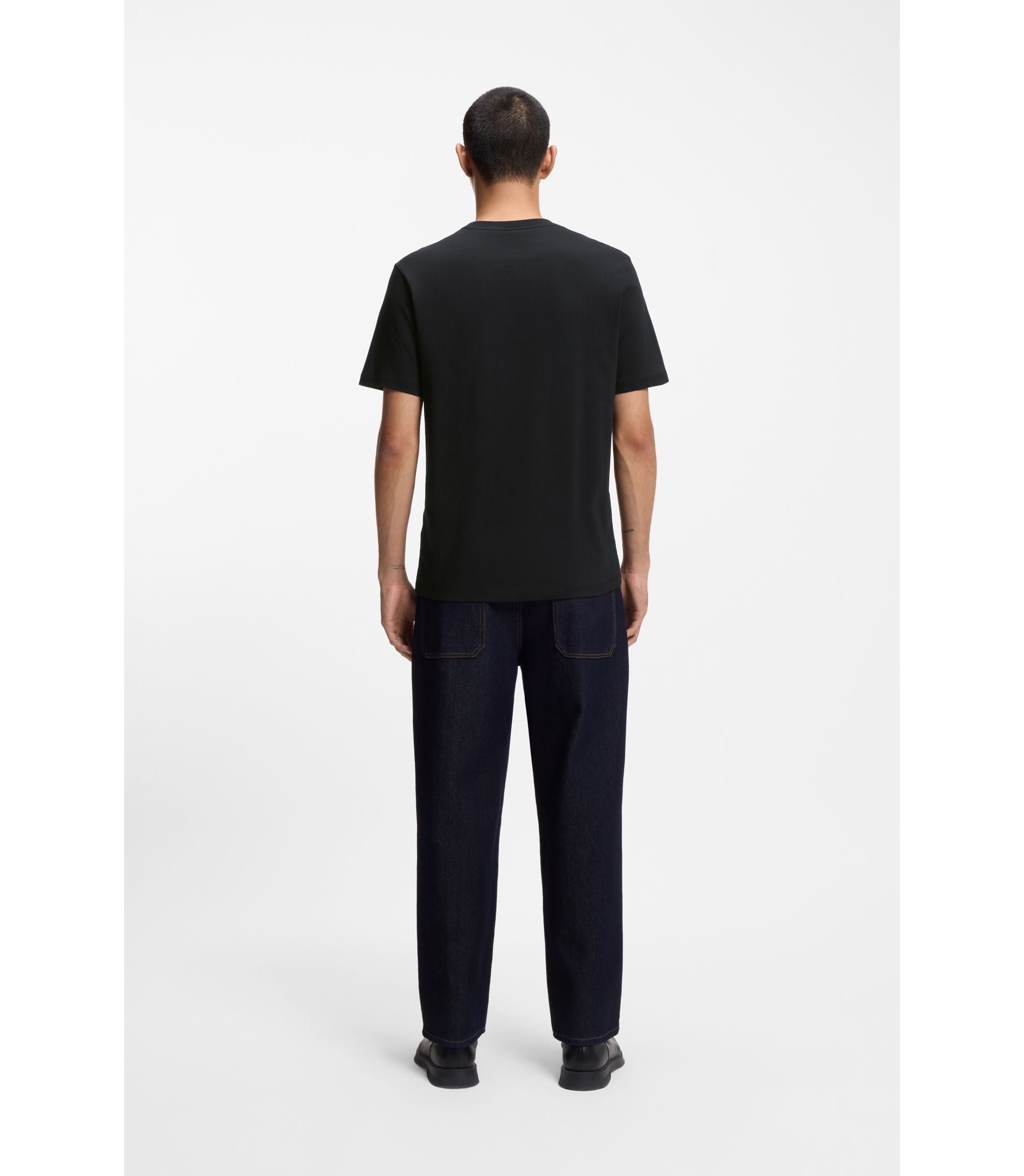 Hugo Logo Artwork T Shirt In Cotton Jersey Black