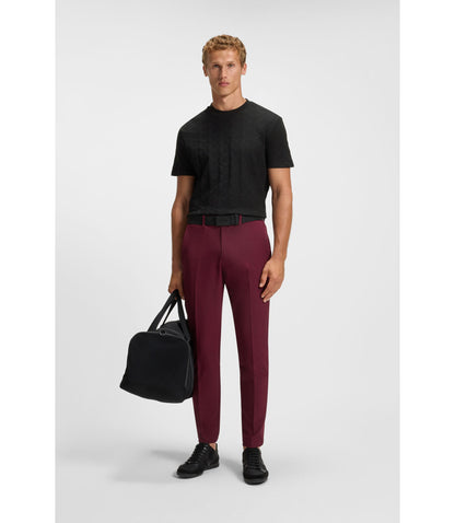 Boss Jacquard Pattern T Shirt In Cotton Black