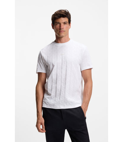 Boss Jacquard Pattern T Shirt In Cotton White